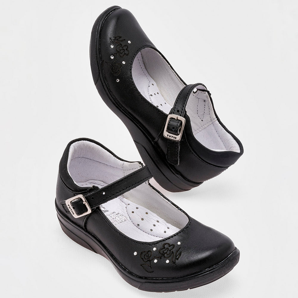 Zapato escolar para niña marca Yuyin Negro