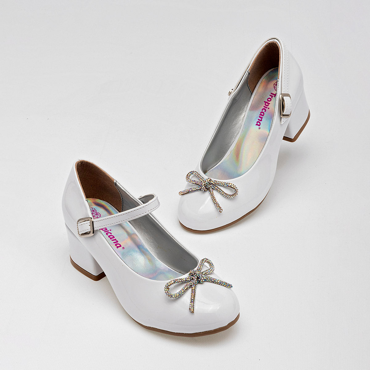 Tacones Zapatos De Años Vestir Niña Blancos Tacones De Niña