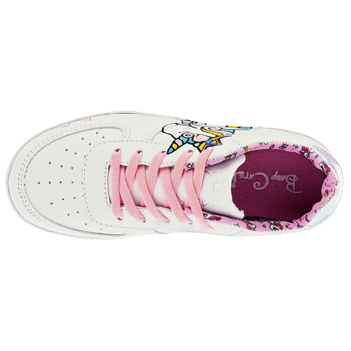 Tenis urbano para niña con unicornio marca Baby Cats Blanco cod. 100704