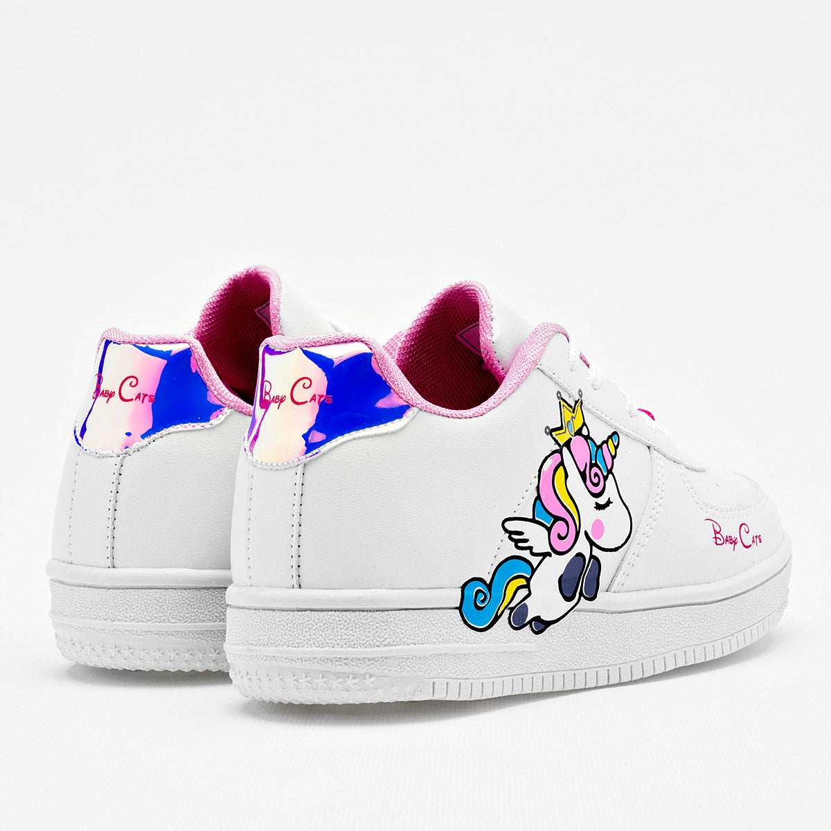 Tenis urbano para niña con unicornio marca Baby Cats Blanco cod. 100704