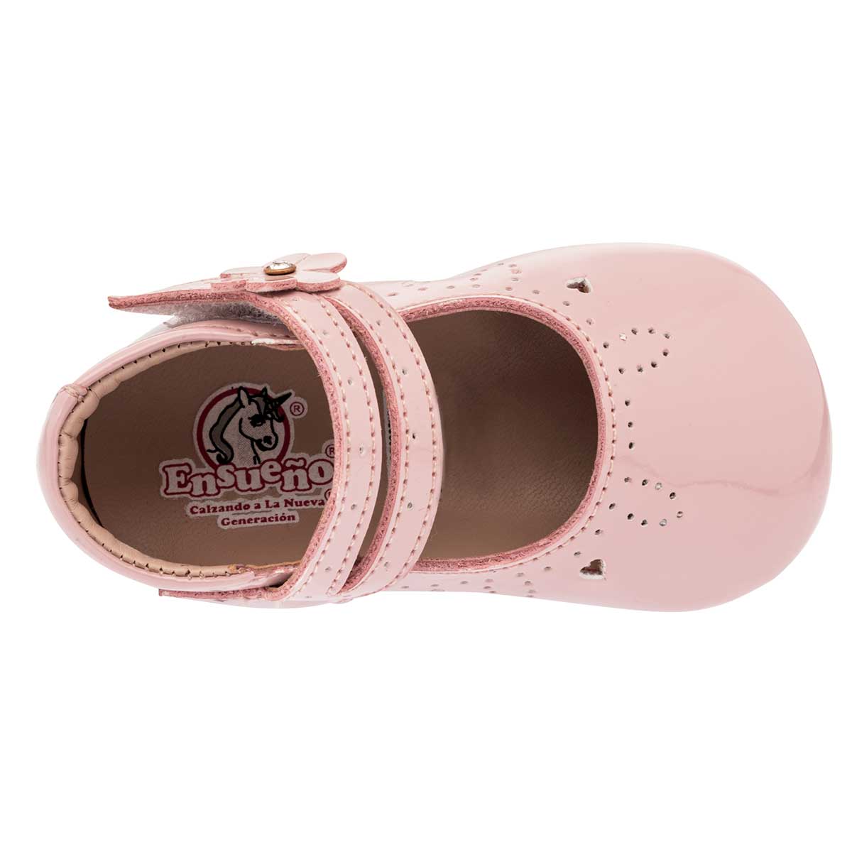 Zapato casual rosa charol para niña bebé marca Ensueño cod. 100826