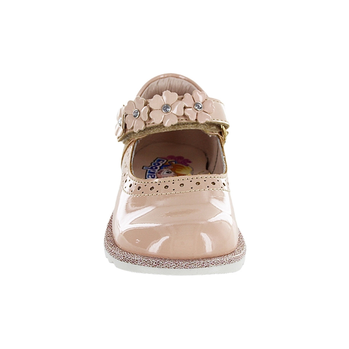 Zapato casual color beige charol para niña marca Coqueta cod. 104349