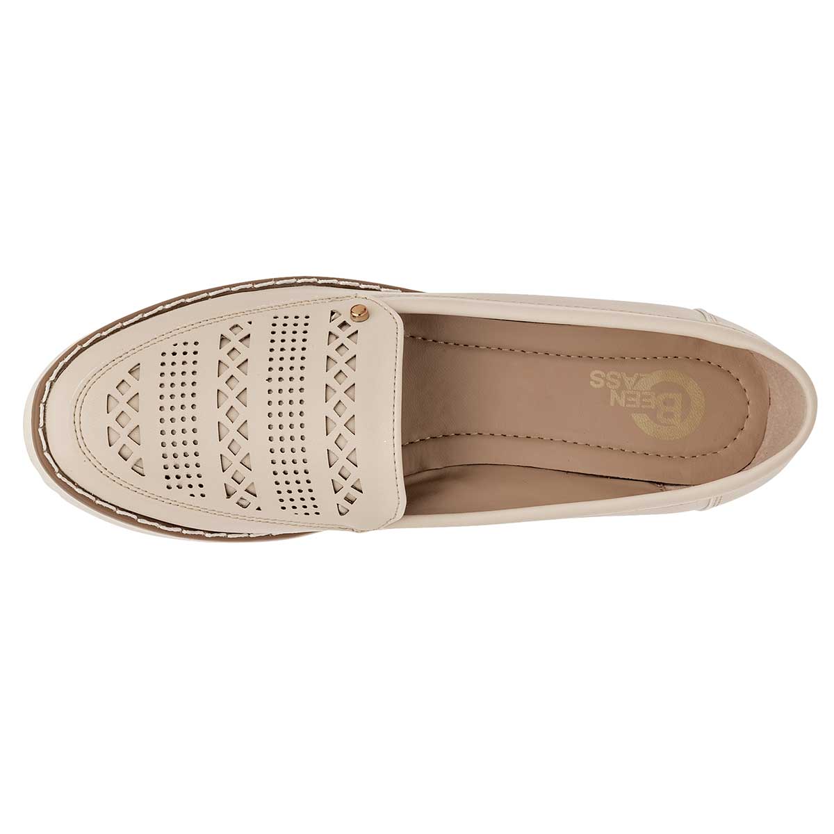 Zapato mocasín casual confort para mujer marca Been Class Beige cod. 108177