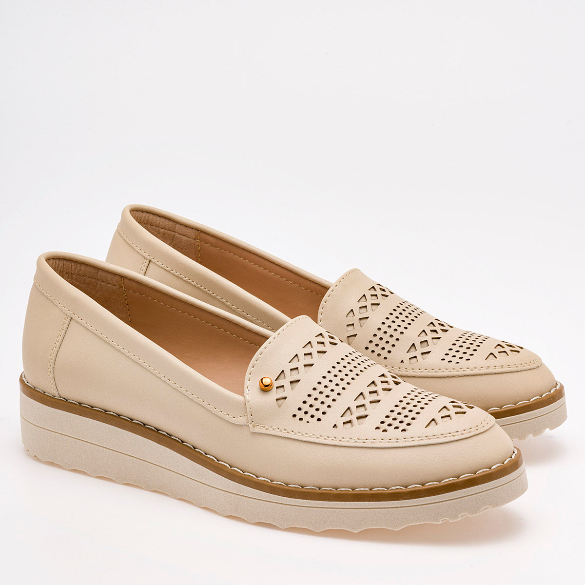 Zapato mocasín casual confort para mujer marca Been Class Beige cod. 108177