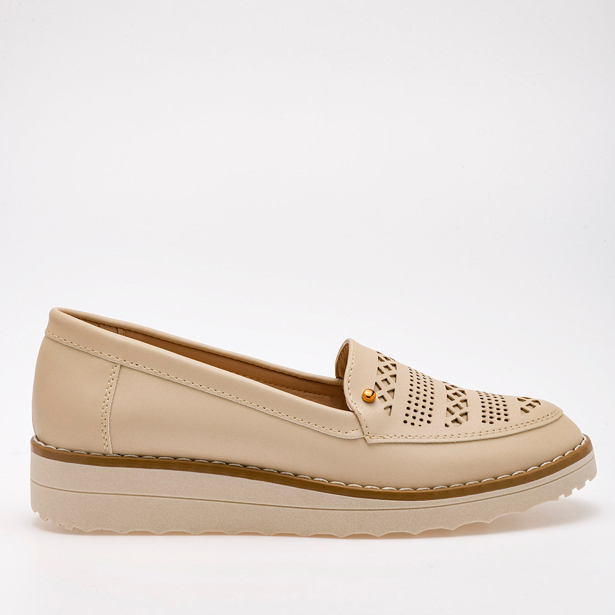 Zapato mocasín casual confort para mujer marca Been Class Beige cod. 108177