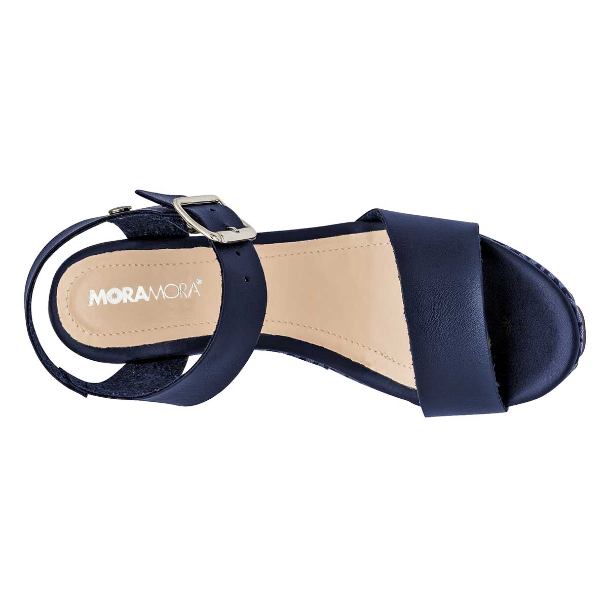 Sandalia con plataforma para mujer marca Moramora Azul Marino cod. 109097