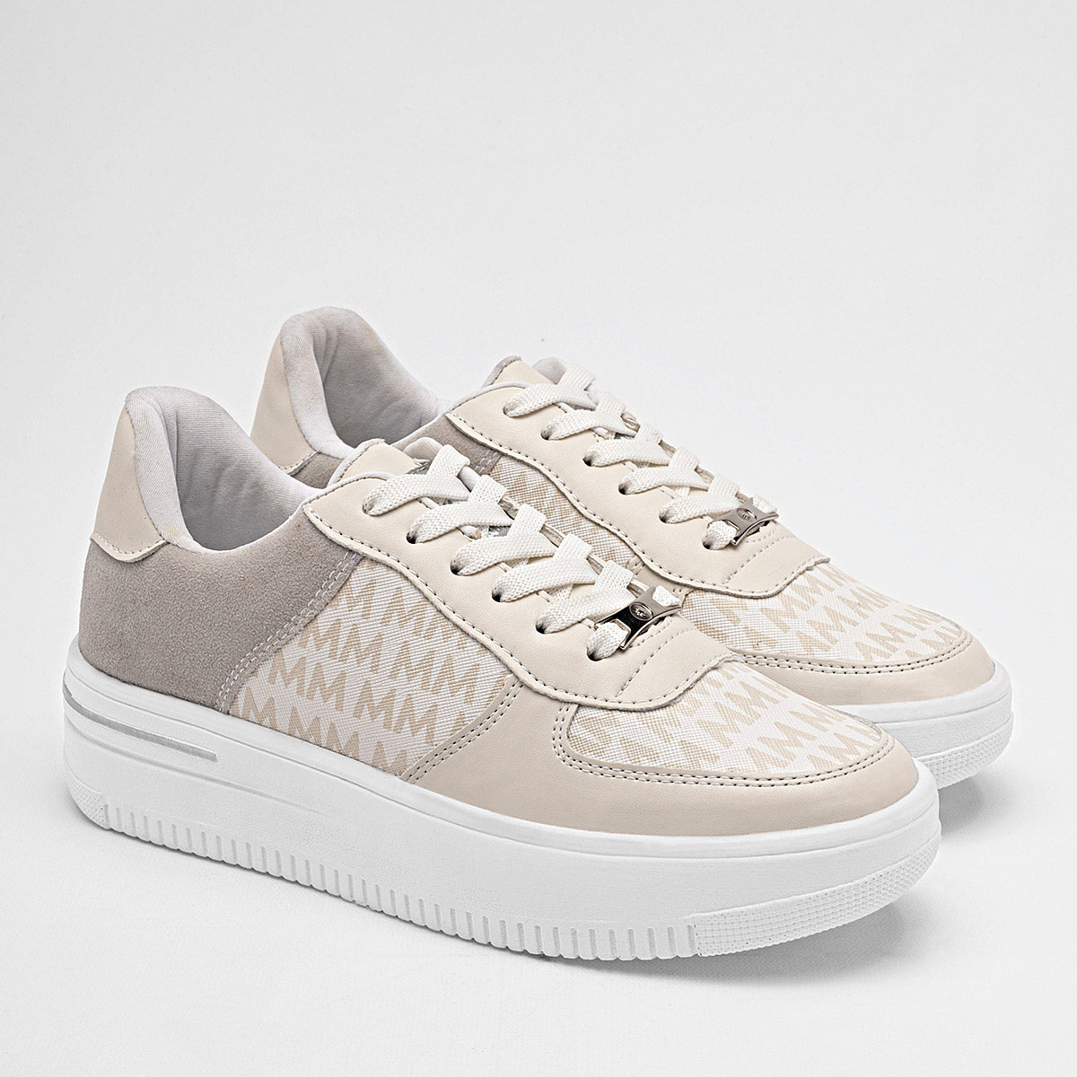 Tenis suela chunky para mujer marca Moramora Beige cod. 113600