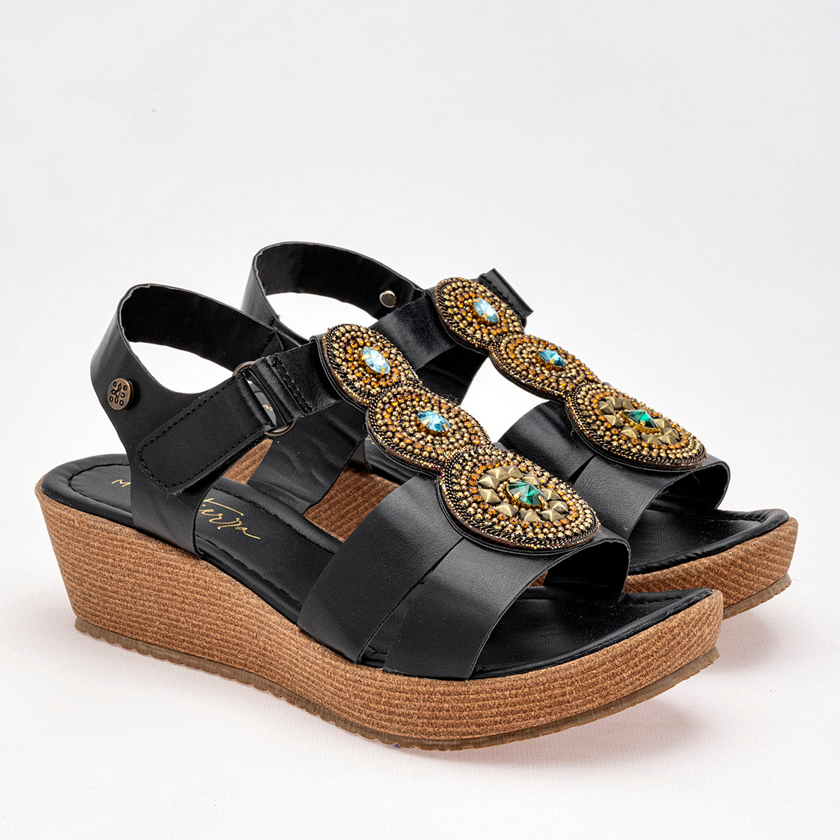 Sandalia con plataforma para mujer marca Mora Tierra Negro cod. 121687