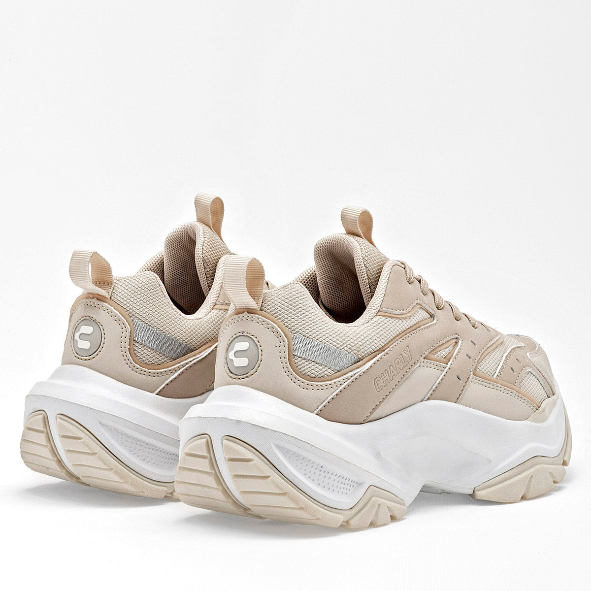 Tenis sneakers chunky para mujer marca Charly Beige cod. 124420