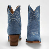 Botín tipo cowboy para mujer marca Moramora Azul cod. 124660