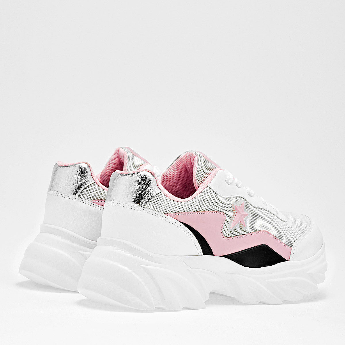 Tenis sneakers chunky para mujer marca Clasben Plata cod. 124939