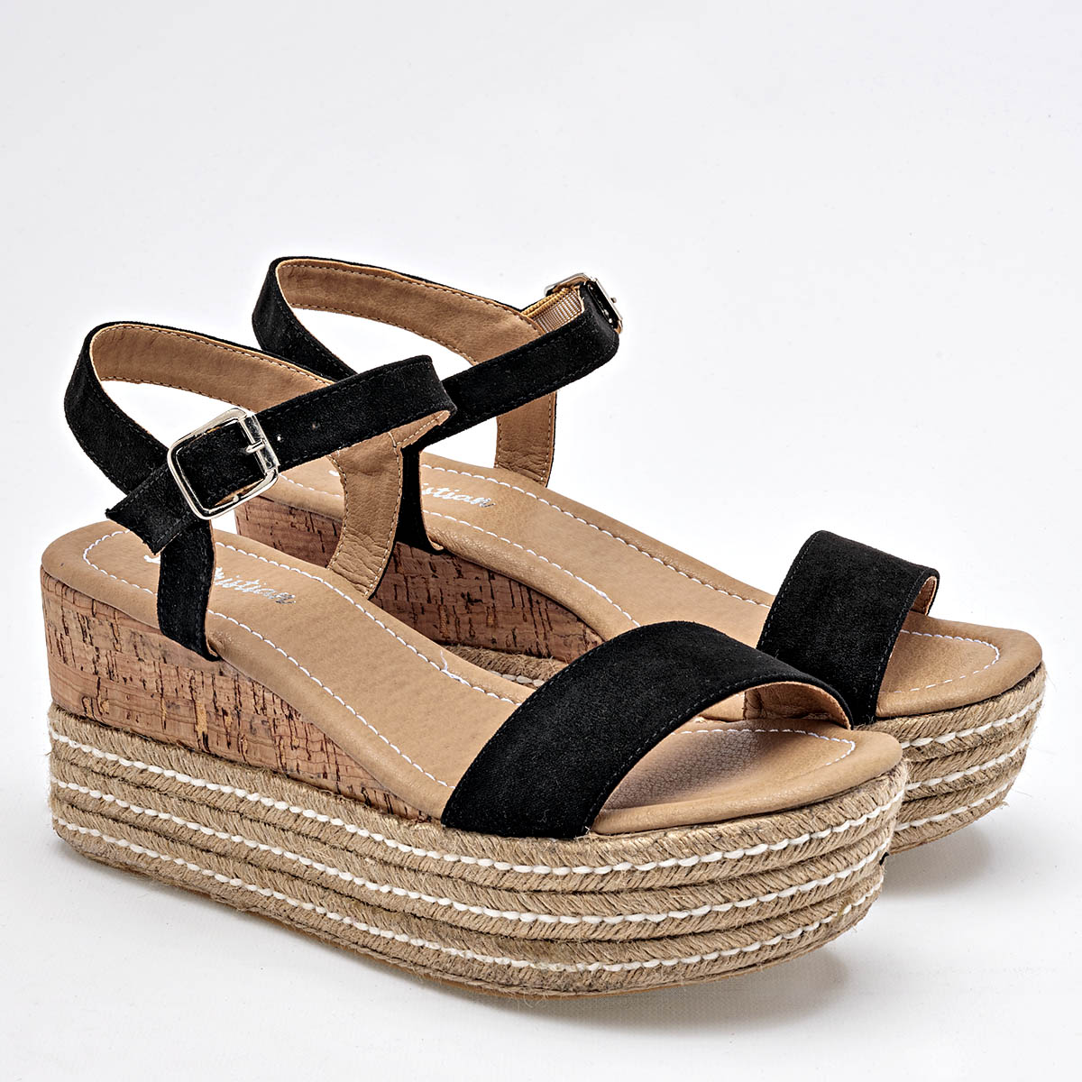 Sandalia plataforma Yute para mujer marca D'Cristian Negro cod. 125022