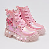 Bota cintas luces para niña marca Ks Rosa cod. 125296