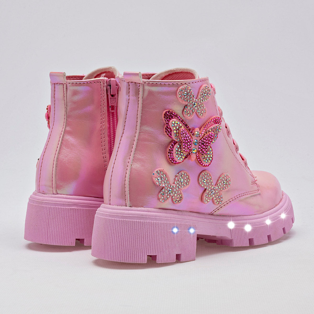 Bota cintas luces para niña marca Ks Rosa cod. 125296