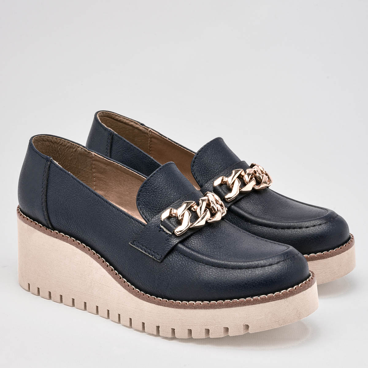 Mocasin confort plataforma para mujer marca Seducta Azul marino cod. 125714