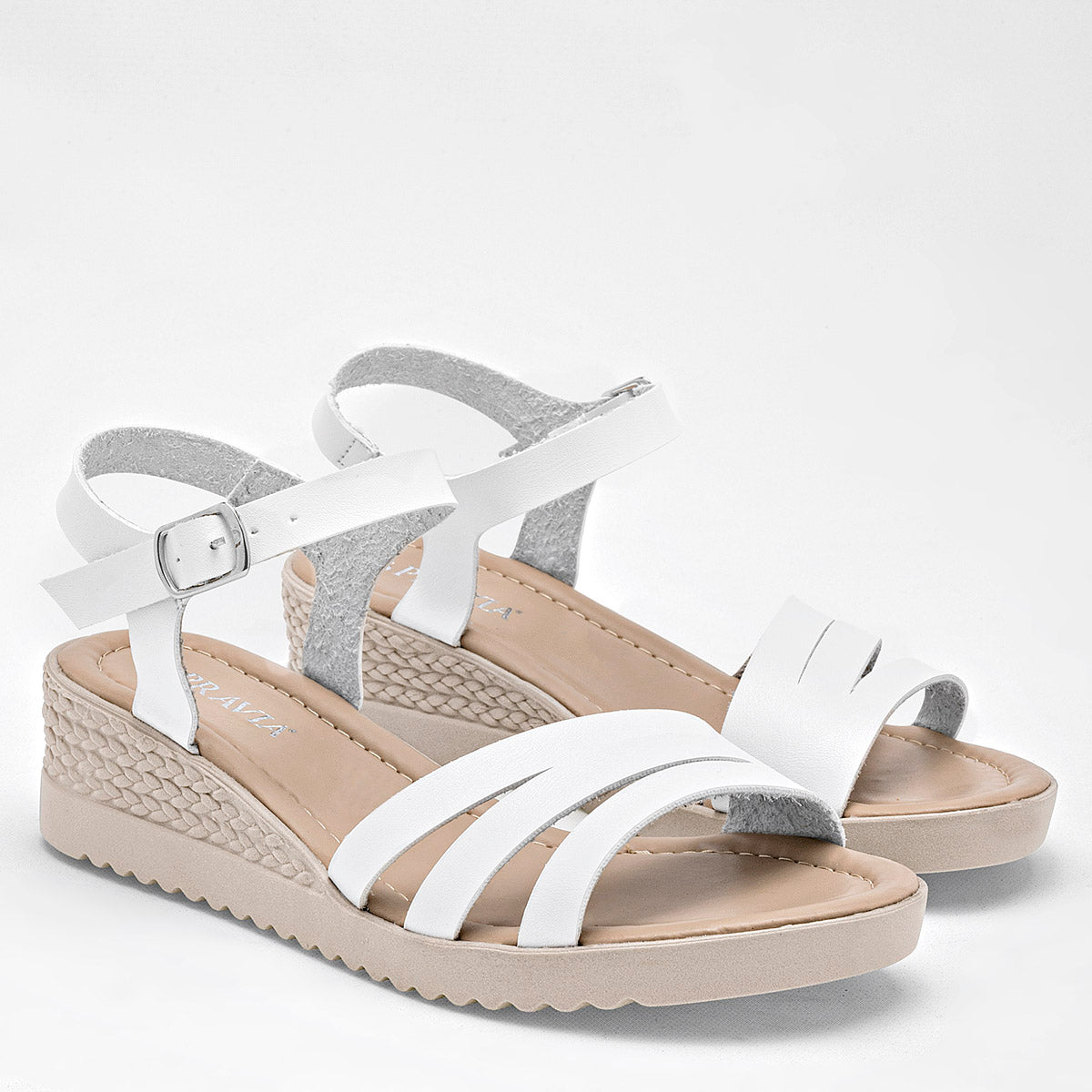 Sandalia Cuña Confort para mujer marca Pravia Blanco cod. 126483