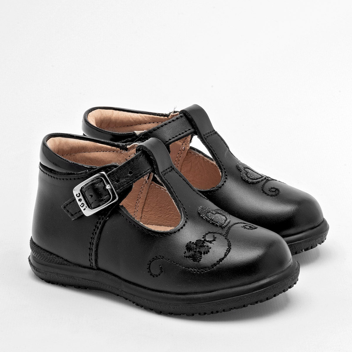 Zapato escolar de piel para bebé niña marca Dogi Negro cod. 128429