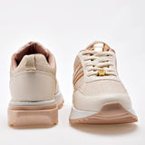 Tenis suela chunky para mujer marca Moramora Beige cod. 129221