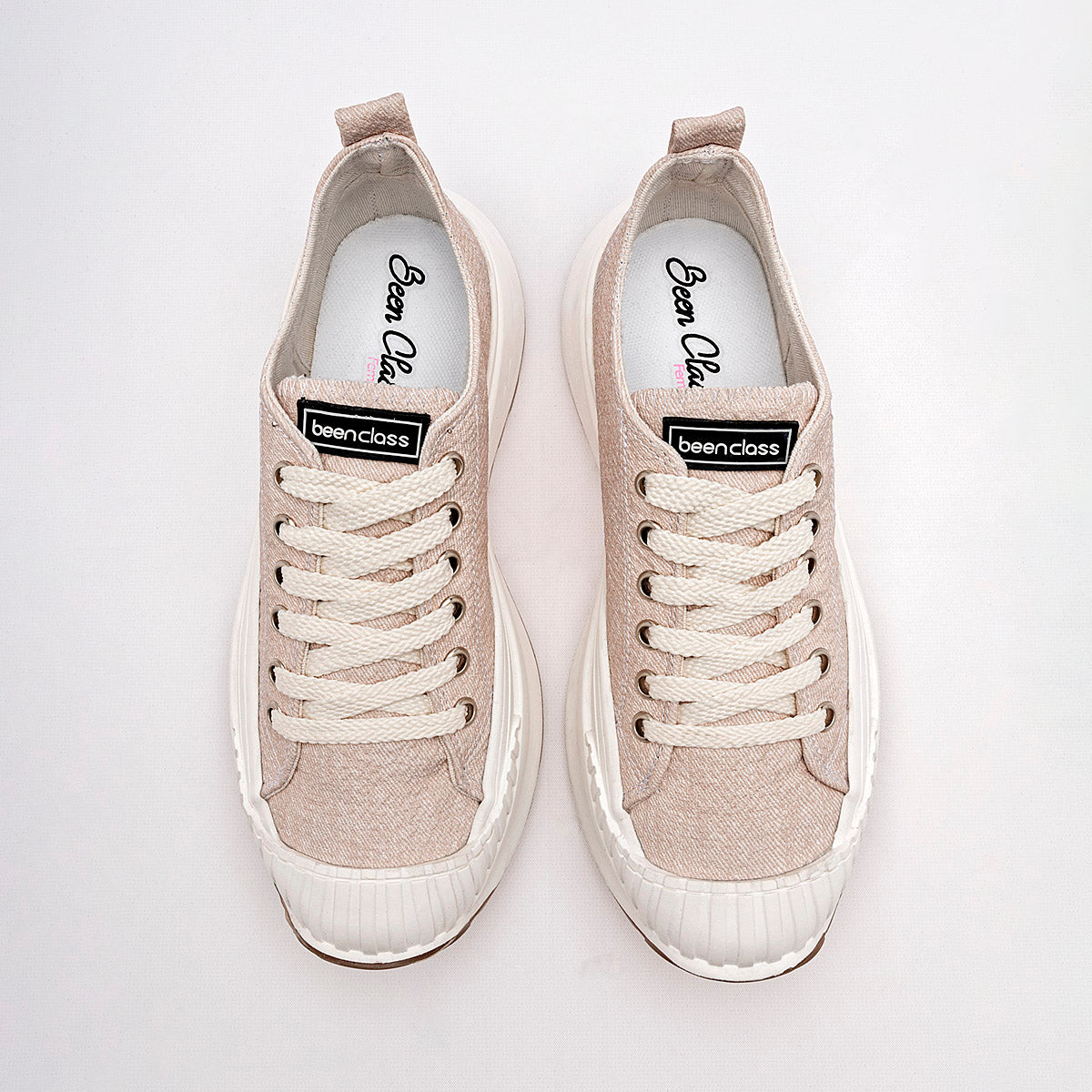 Tenis con plataforma para mujer marca Been Class Beige cod. 129665