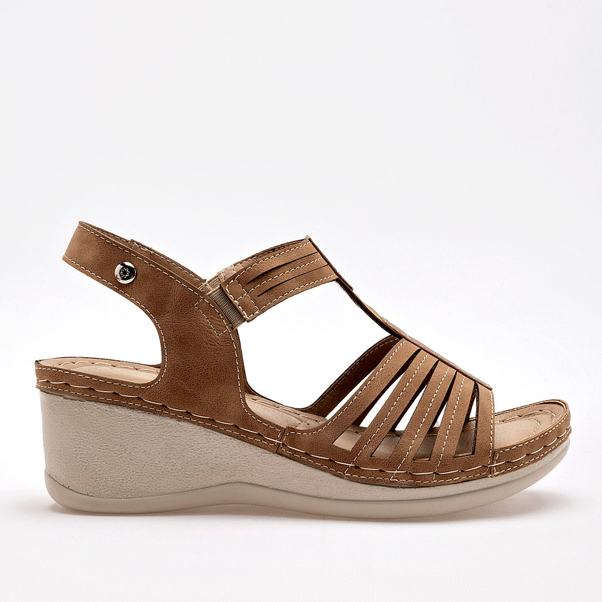 Sandalia confort para mujer marca Mora Confort Camel cod. 130096