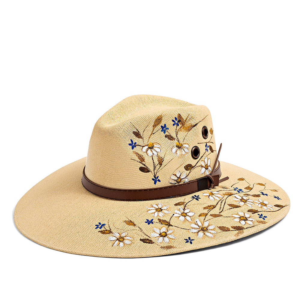 Sombrero con flores color blanco en Zapaterías Pakar.