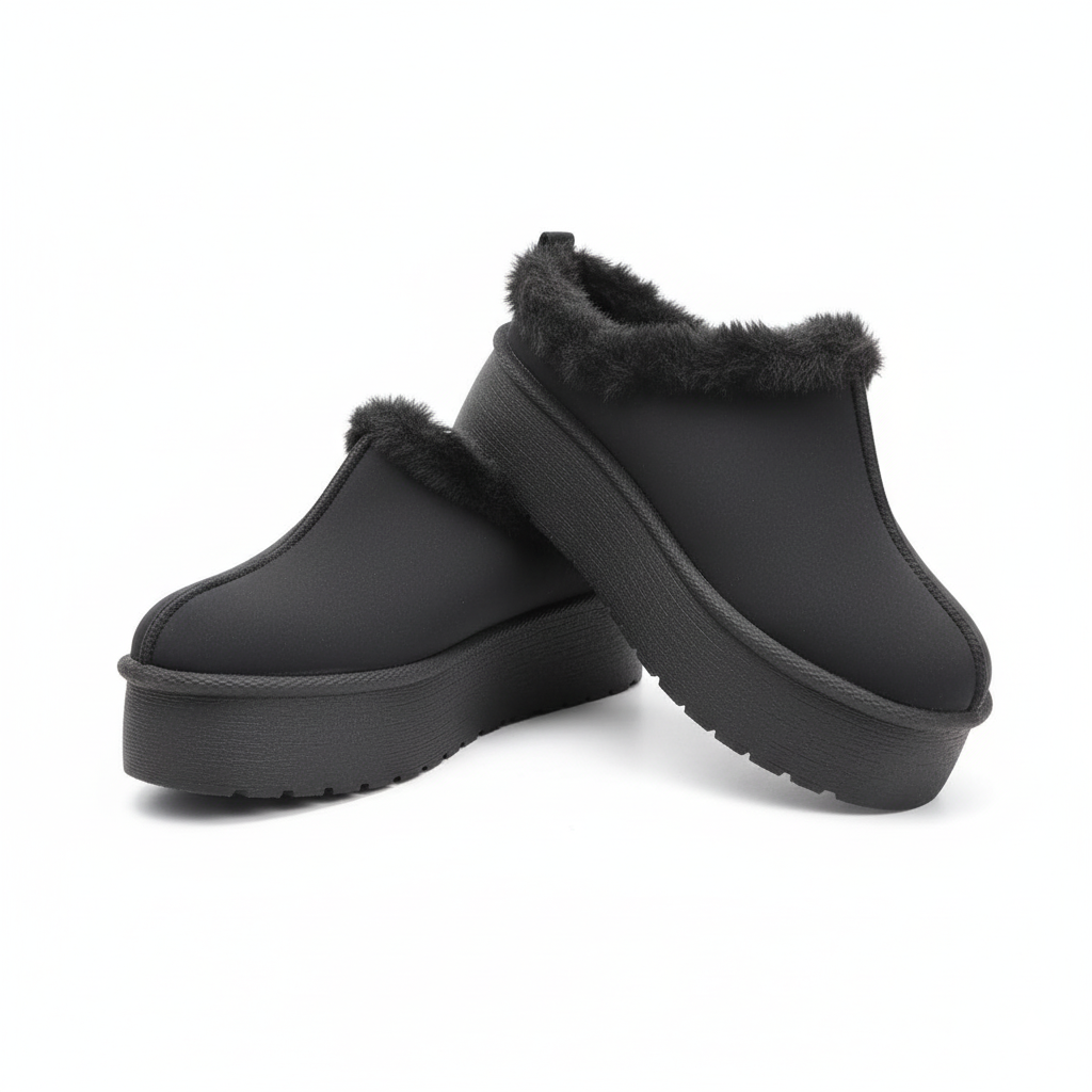 Zueco de plataforma con peluche marca Been Class negro 141982