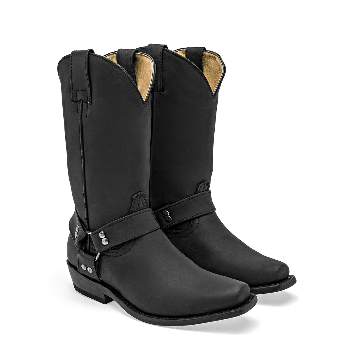 Andre V bota vaquera para hombre negra con arnés
