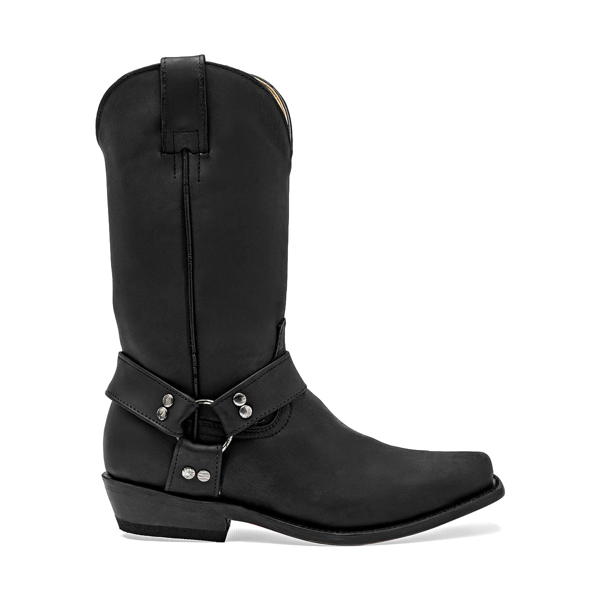 Andre V bota vaquera para hombre negra con arnés