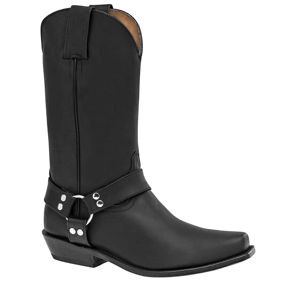 Andre V bota vaquera para hombre negra con arnés